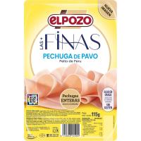 Pechuga de pavo ELPOZO, lonchas finas, bandeja 115 g