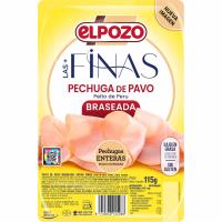 Pechuga de pavo braseado ELPOZO, lonchas finas, bandeja 115 g