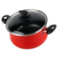 Olla Praga con tapa, acero esmaltado rojo, apta para todo tipo de cocinas MAGEFESA, Ø20 cm