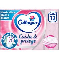 Papel higiénico COLHOGAR CUIDA&PROTEGE, paquete 12 rollos