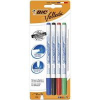 Rotulador para pizarra blanca, 4 colores, trazo fino, Velleda BIC, pack 4 uds
