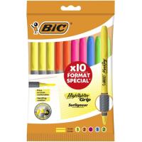 Marcador fluorescente, 5 colores, Highlighters Grip BIC, bolsa 10 uds