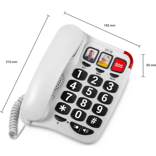Teléfono sobremesa blanco, teclas grandes, botón SOS 3295B SPC