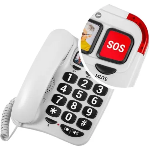 Teléfono sobremesa blanco, teclas grandes, botón SOS 3295B SPC