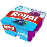 Gelatina sabor arándanos 0% ROYAL, pack 4x90 g