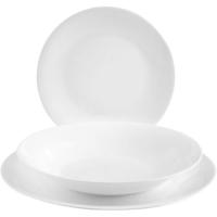 Vajilla White Moon, vidrio opal blanco. Platos Ø 27,23, 20 cm BORMIOLI, 18 piezas