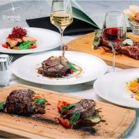 Vajilla White Moon, vidrio opal blanco. Platos Ø 27,23, 20 cm BORMIOLI, 18 piezas