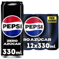 Refresco de cola sin azúcar PEPSI ZERO, pack 12x33 cl