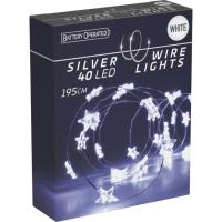 Guirnalda de Navidad con 40 estrellas, luz led blanca. Funciona a pilas (No incluidas), 195 cm Guirnalda de Navidad con 40 estrellas, luz led blanca. Funciona a pilas (No incluidas), 195 cm