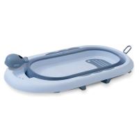 Bañera plegable azul con taza para enjuague INTERBABY, 80x47x21 cm
