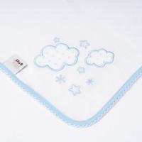 Gasa bordada nubes azules, 100% algodón, Edad rec: +0 meses INTERBABY, 60x65 cm