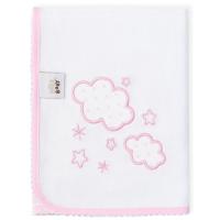Gasa bordada nubes rosa, 100% algodón, Edad rec: +0 meses INTERBABY, 60x65 cm