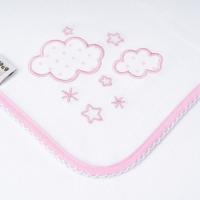 Gasa bordada nubes rosa, 100% algodón, Edad rec: +0 meses INTERBABY, 60x65 cm