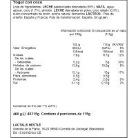 Yogur con coco YAOS, pack 4x115 g