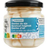 Dientes de ajo en aceite de oliva EROSKI, frasco 80 g