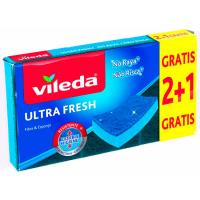 Estropajo azul VILEDA ULTRA FRESH, pack 2+1 ud