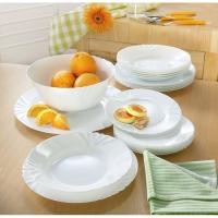 Vajilla Ebro, opal blanco. Ensaladera y Platos Ø 25,5, 24, 20 BORMIOLI, 19 piezas