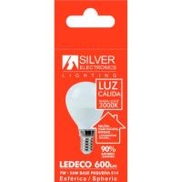 Bombilla Led Eco E14 esférica 7W luz cálida (3000K) SILVER ELECTRONICS, 1 ud