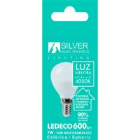 Bombilla Led Eco E14 esférica 7W luz neutra (4000K) SILVER ELECTRONICS, 1 ud