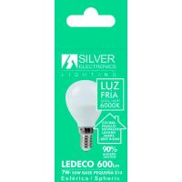 Bombilla Led Eco E14 esférica 7W luz fría (6000K) SILVER ELECTRONICS, 1 ud