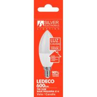Bombilla Led Eco E14 vela 7W luz cálida (3000K) SILVER ELECTRONICS, 1 ud