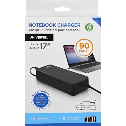 Cargador universal para portátil negro, 90 W, CHNB19V90 TNB Cargador universal para portátil negro, 90 W, CHNB19V90 TNB