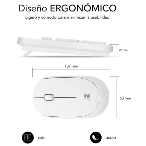 Teclado y ratón blanco inalámbrico, Business Slim SUBBLIM
