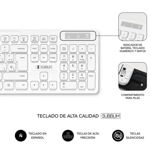 Teclado y ratón blanco inalámbrico, Business Slim SUBBLIM Teclado y ratón blanco inalámbrico, Business Slim SUBBLIM