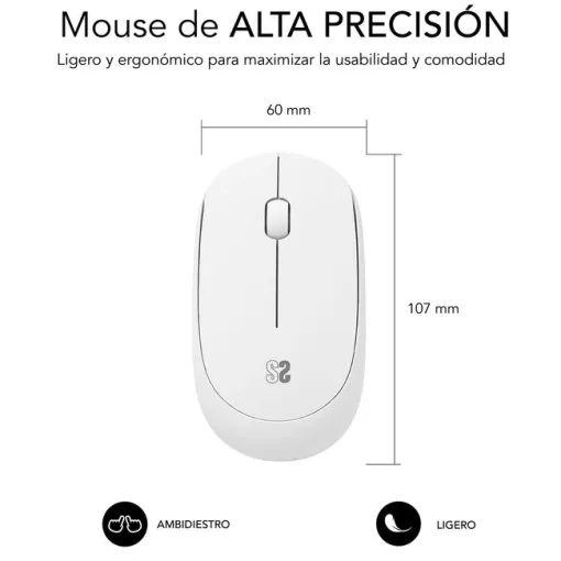 Ratón óptico inalámbrico blanco Business Plus Silencioso SUBBLIM