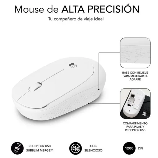 Ratón óptico inalámbrico blanco Business Plus Silencioso SUBBLIM