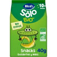 Snack ecológico de guisantes y maíz HERO, paquete 40 g