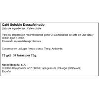 NESCAFE kafe disolbagarri kafeinagabea, 75 g-ko doypack-a