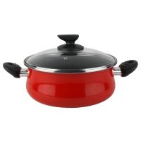 Cacerola Praga con tapa, acero esmaltado rojo, apta para todo tipo de cocinas MAGEFESA, Ø20 cm