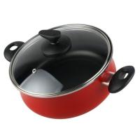 Cacerola Praga con tapa, acero esmaltado rojo, apta para todo tipo de cocinas MAGEFESA, Ø28 cm