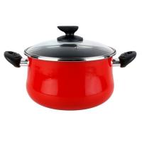 Olla Praga con tapa, acero esmaltado rojo, apta para todo tipo de cocinas MAGEFESA, Ø204cm