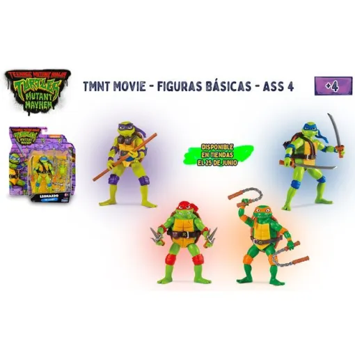 Figura básica surtida, edad rec:+4 años ¿Cuál te llegará? TORTUGAS NINJA Figura básica surtida, edad rec:+4 años ¿Cuál te llegará? TORTUGAS NINJA
