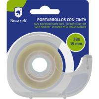 Cinta adhesiva transparente con portarollos BISMARK, 33x19 mm, 1 ud