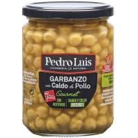 Garbanzo con caldo de pollo PEDRO LUIS, frasco 445 g