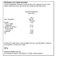 Garbanzo con caldo de pollo PEDRO LUIS, frasco 445 g