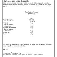 Garbanzo con caldo de cocido PEDRO LUIS, frasco 445 g