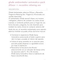 Ambientador auto relax zen GLADE, aparato + recambio
