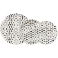 Sormenezko baxera, portzelana, marrazki beltza. Platerak Ø 25,4, 20 eta 19 cm, sorta 18 pieza