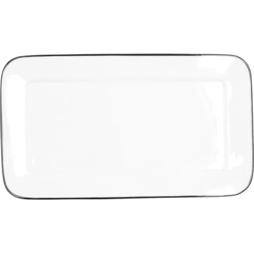 Fuente rectangular, cerámica blanca Gastro Black QUID, 31x18 cm