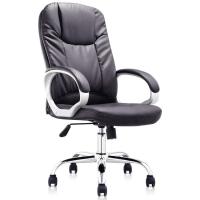 Silla de escritorio giratoria Swift, simil piel negra, regulable, 104-114x66x69 cm