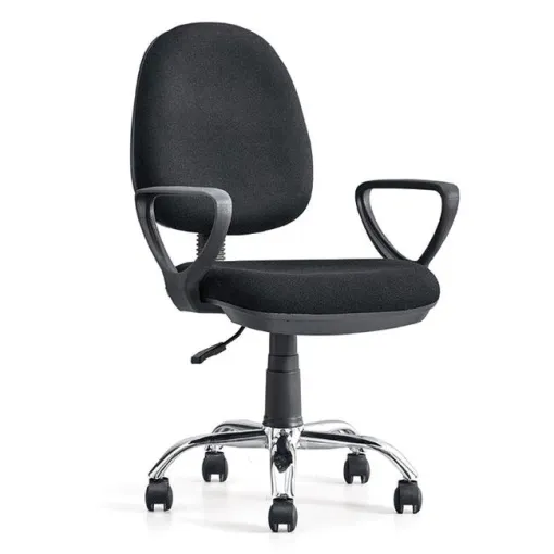 Silla de escritorio giratoria Angus negra, regulable, ruedas nylon, 88-99x59x57 cm Silla de escritorio giratoria Angus negra, regulable, ruedas nylon, 88-99x59x57 cm