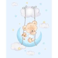 Manta de cuna Raschel osito azul, tacto terciopelo INTERBABY, 100x140 cm