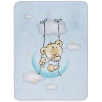 Manta de cuna Raschel osito azul, tacto terciopelo INTERBABY, 100x140 cm