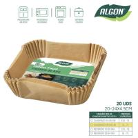 Molde de papel para freidora de aire cuadrado, Ø20-24x4,5 cm ALGON, pack 20 uds