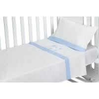 Sábanas cuna Don Algodón Oso blanco azul nido de abeja 3piezas INTERBABY, 60x120cm