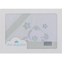 INTERBABY Don Algodón sehaska txikirako izarak, hartza zuri eta berdea, erle-habia, 3 pieza, 50x80 cm